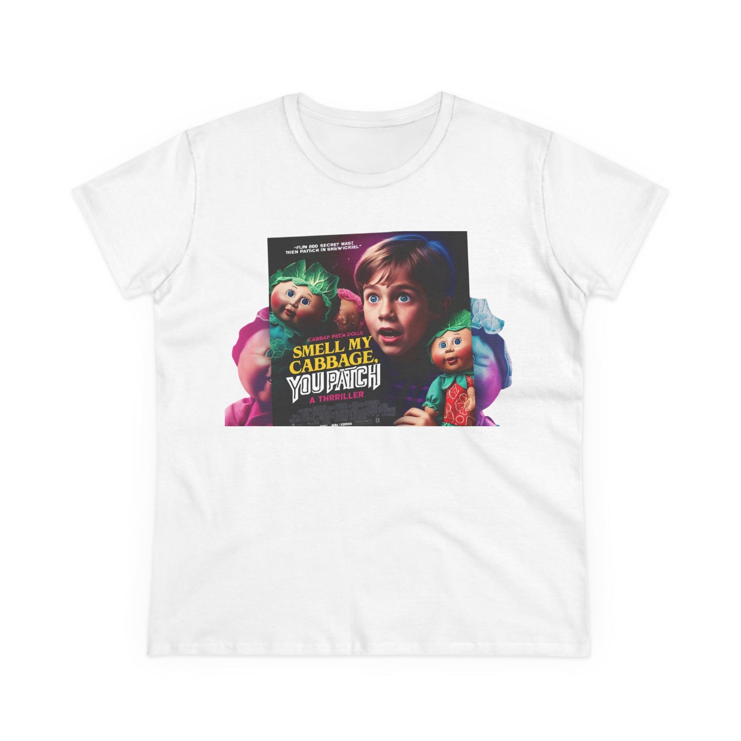 Women's Midweight Cotton Tee - "Smell My Cabbage, You Patch" Vintage-Inspired Graphic Tee
