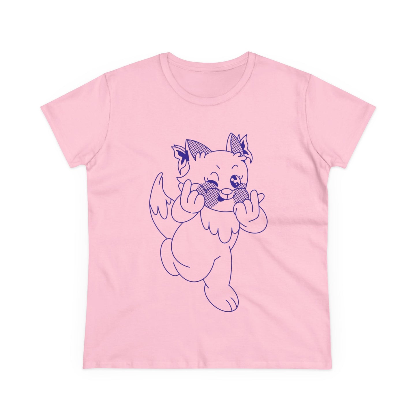 Playful Cat Graphic Women's Midweight Cotton Tee