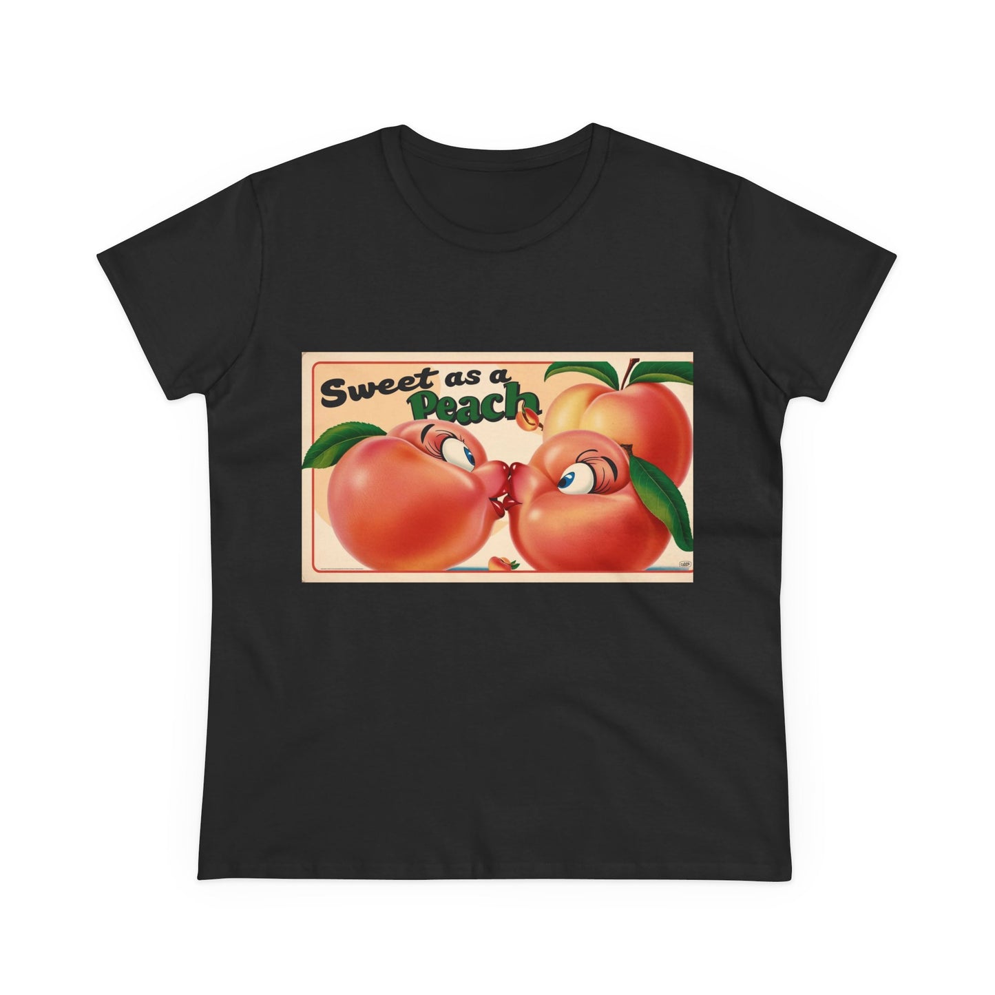 Sweet as a Peach Women's Midweight Cotton Tee - Cute Fruit Graphic Shirt for Summer