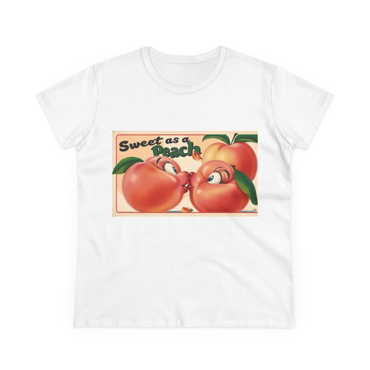 Sweet as a Peach Women's Midweight Cotton Tee - Cute Fruit Graphic Shirt for Summer