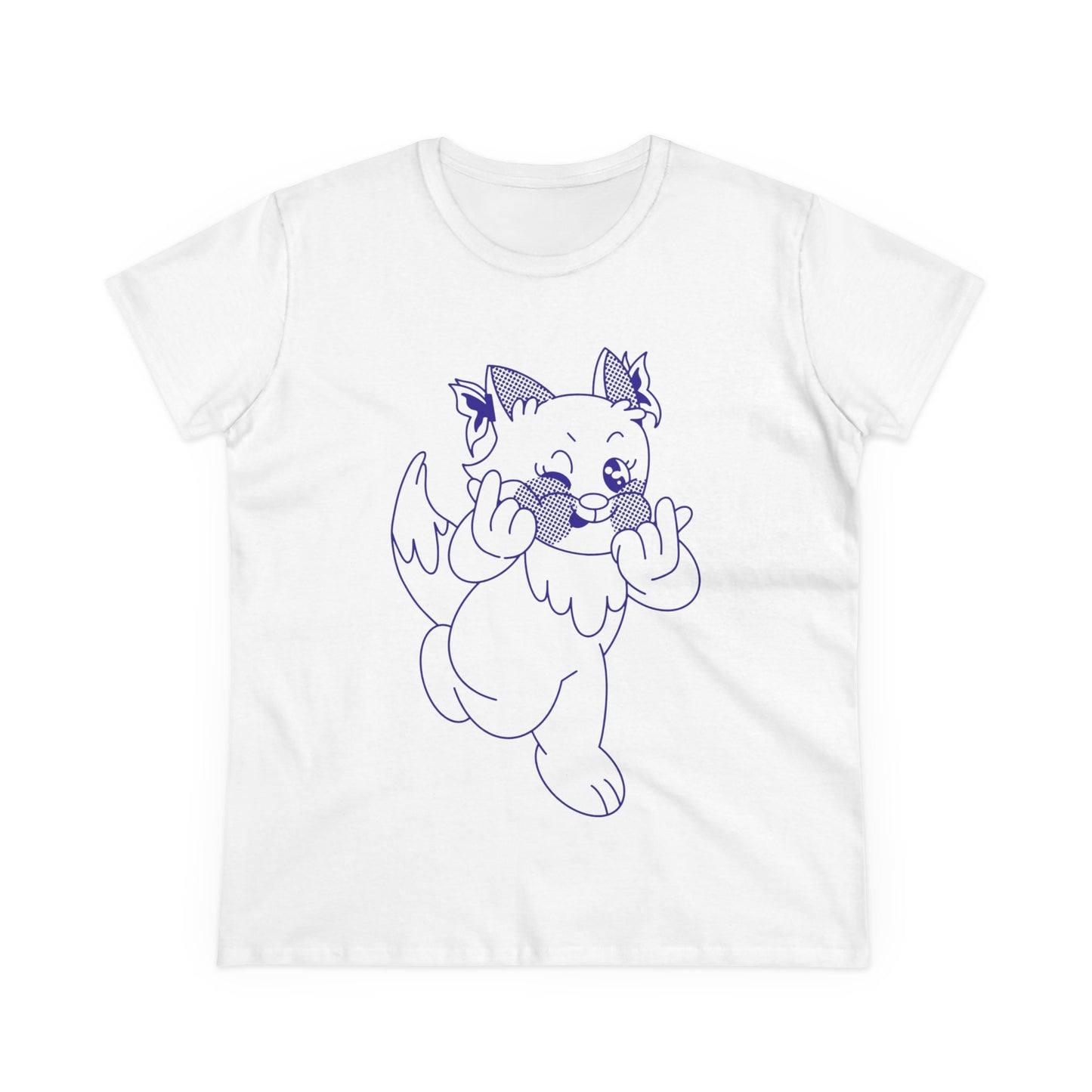 Playful Cat Graphic Women's Midweight Cotton Tee