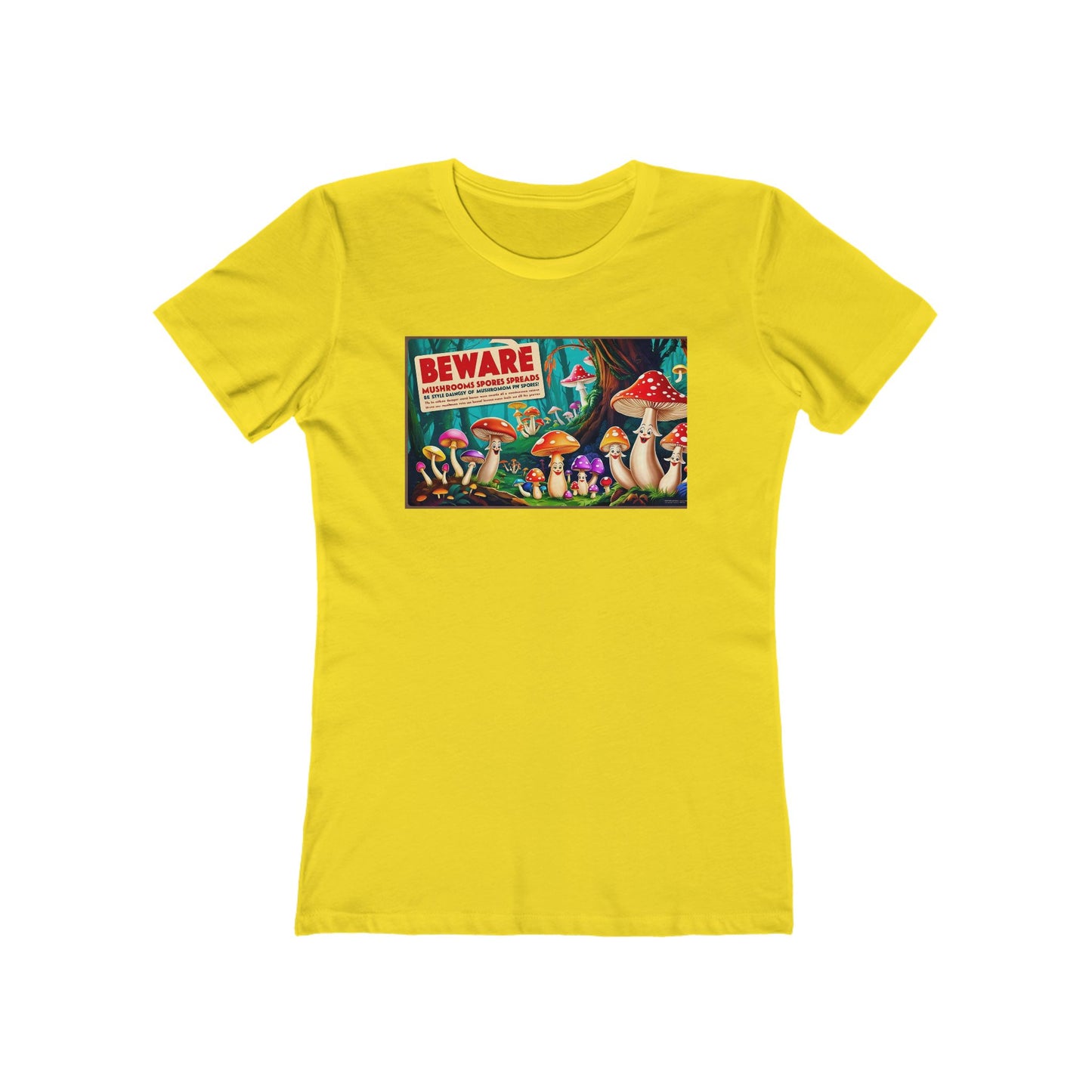 Beware of Mushrooms Women's Boyfriend Tee - Trendy and Playful Graphic T-Shirt