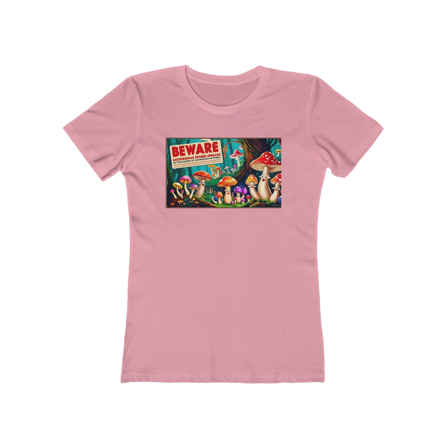 Beware of Mushrooms Women's Boyfriend Tee - Trendy and Playful Graphic T-Shirt