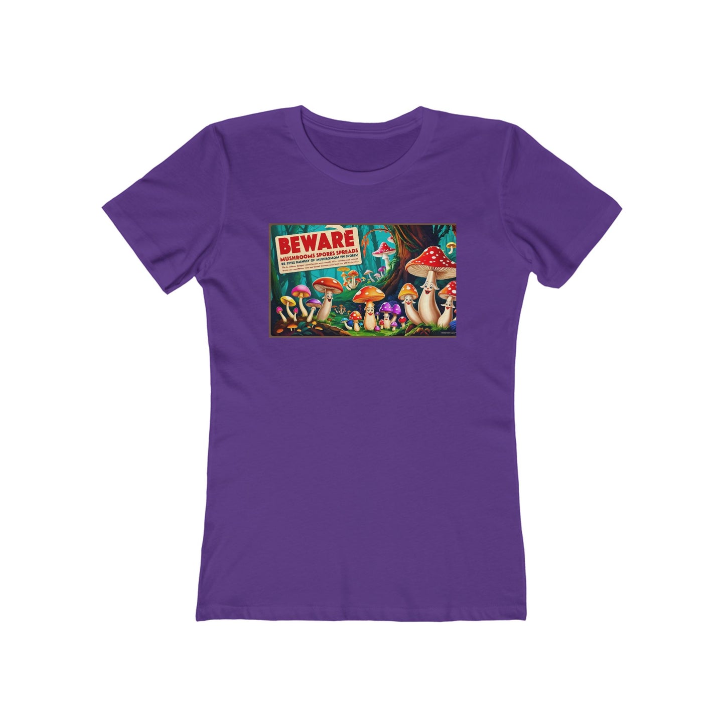 Beware of Mushrooms Women's Boyfriend Tee - Trendy and Playful Graphic T-Shirt