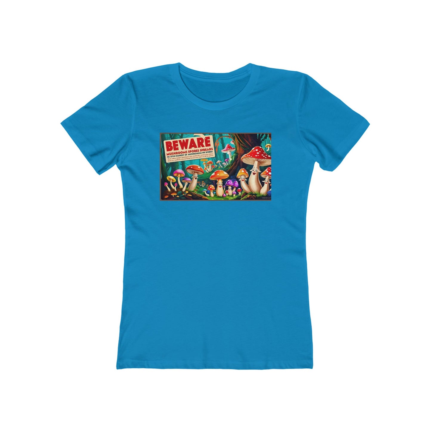 Beware of Mushrooms Women's Boyfriend Tee - Trendy and Playful Graphic T-Shirt