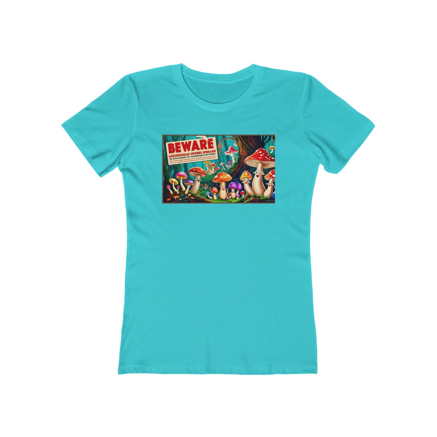 Beware of Mushrooms Women's Boyfriend Tee - Trendy and Playful Graphic T-Shirt