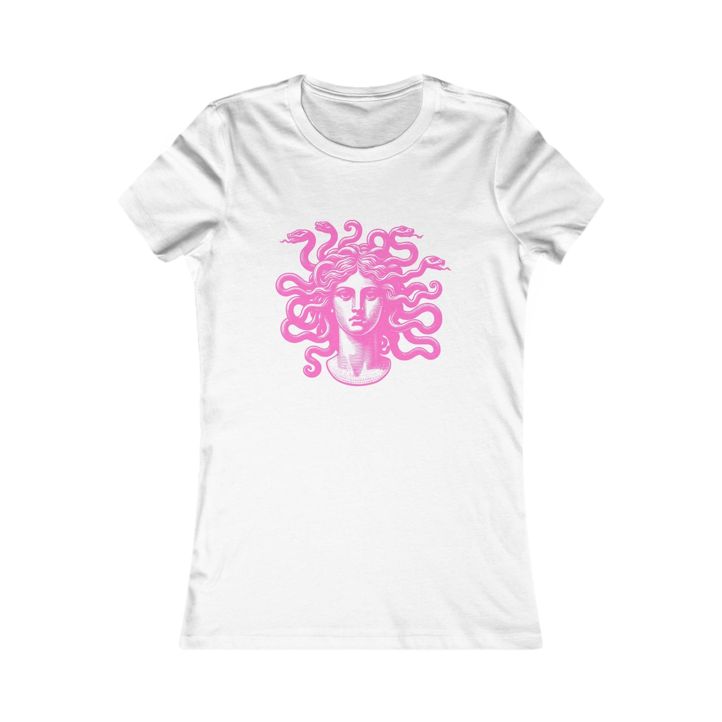 Women's Tee - Hot Pink Neon Medusa Head Graphic Design