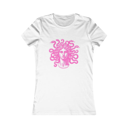 Women's Tee - Hot Pink Neon Medusa Head Graphic Design
