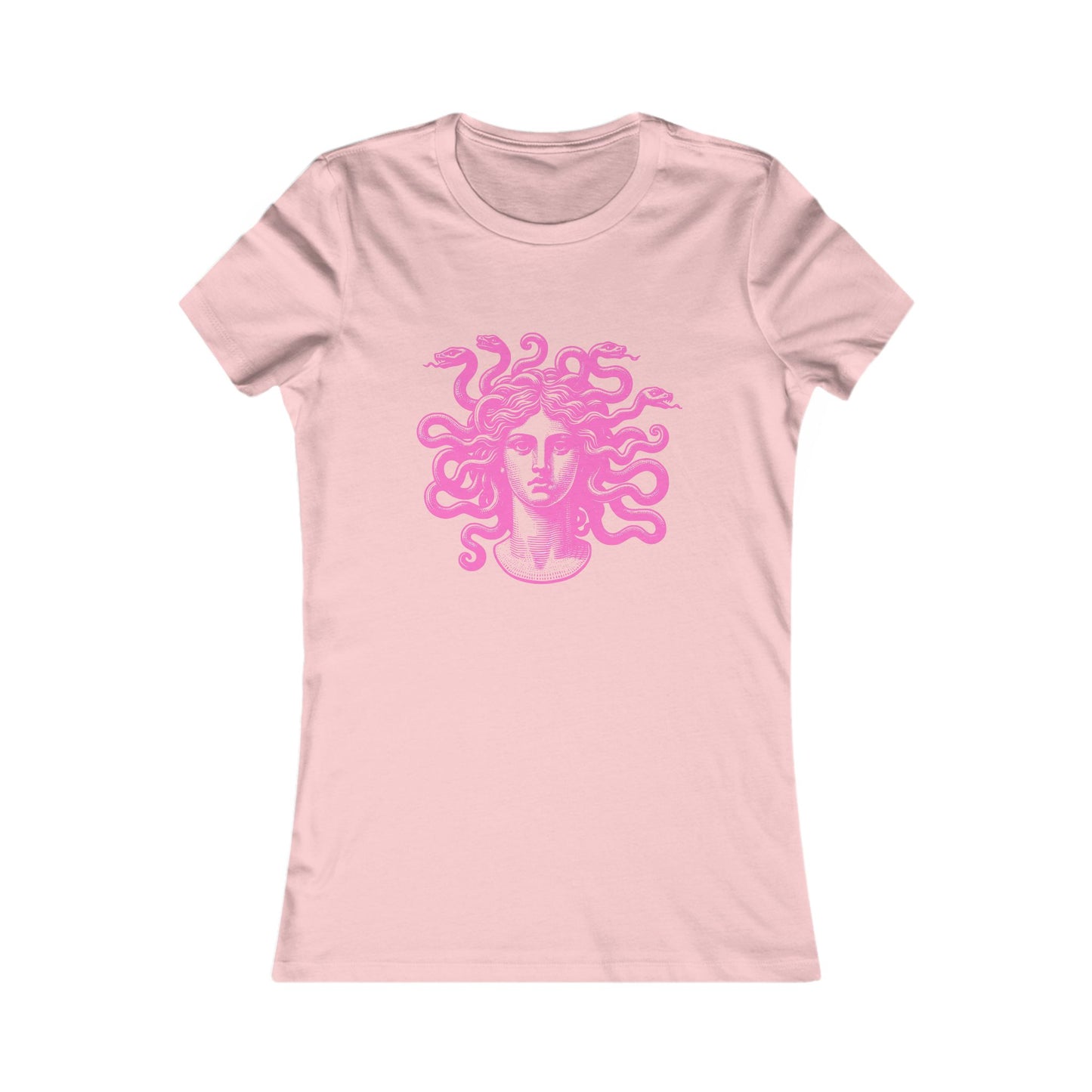 Women's Tee - Hot Pink Neon Medusa Head Graphic Design