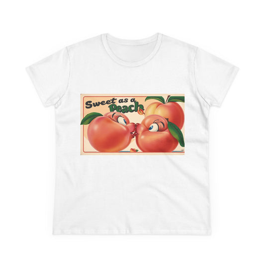 Sweet as a Peach Women's Midweight Cotton Tee - Cute Fruit Graphic Shirt for Summer