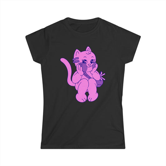 Women's Tee - Blushing Kitty Design